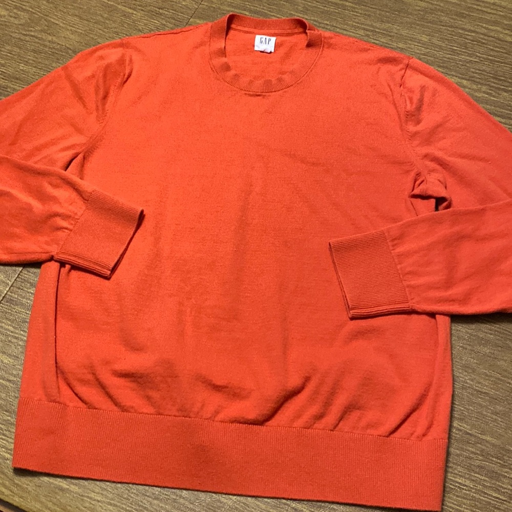 Orange Lightweight Soft GAP Brand Long Sleeve Pullover Sweater Size L Large